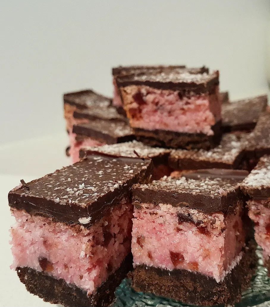 Cherry ripe coconut slice