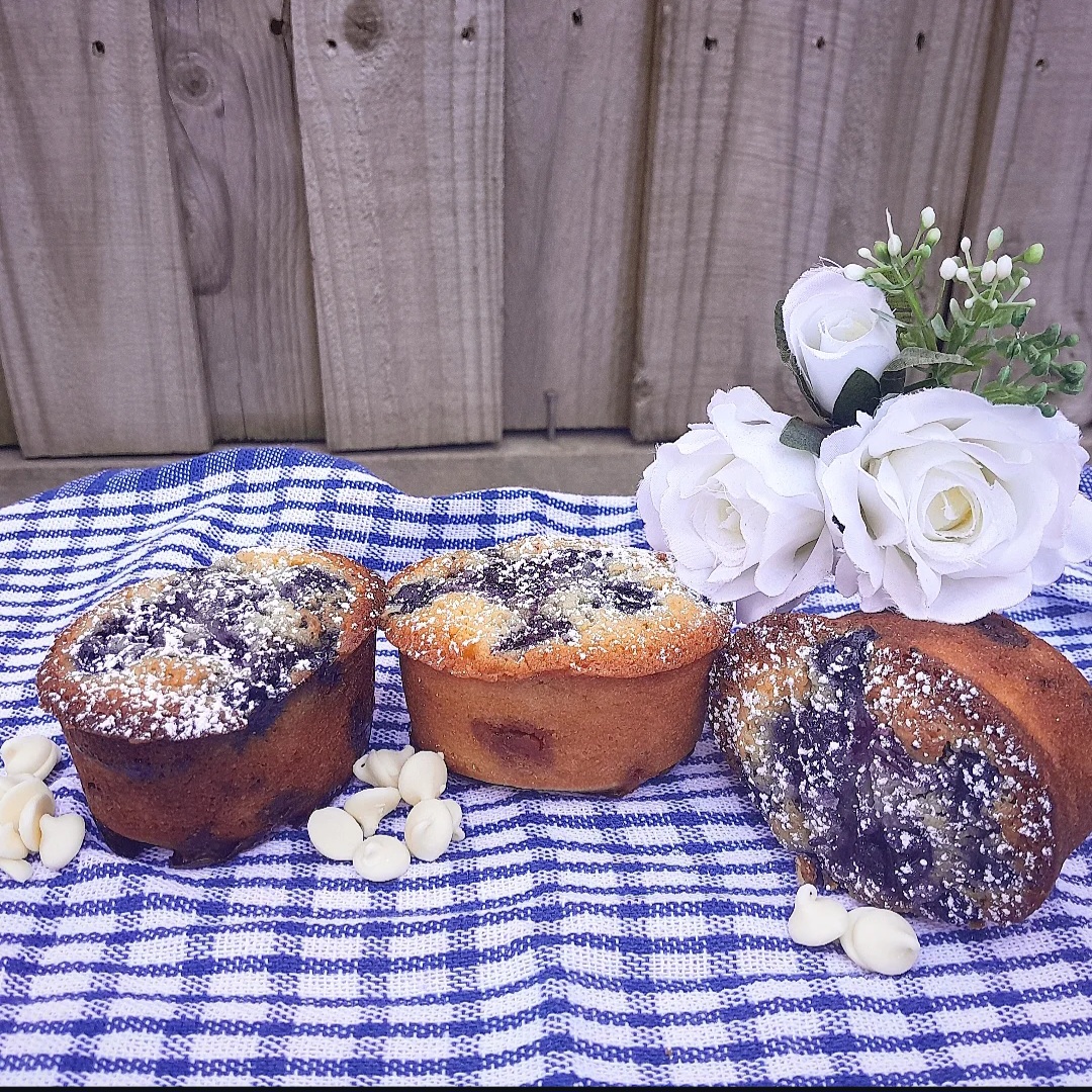 Blueberry, white chocolate and lemon friands